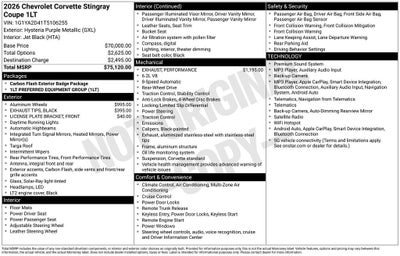 2026 Chevrolet Corvette Stingray 1LT