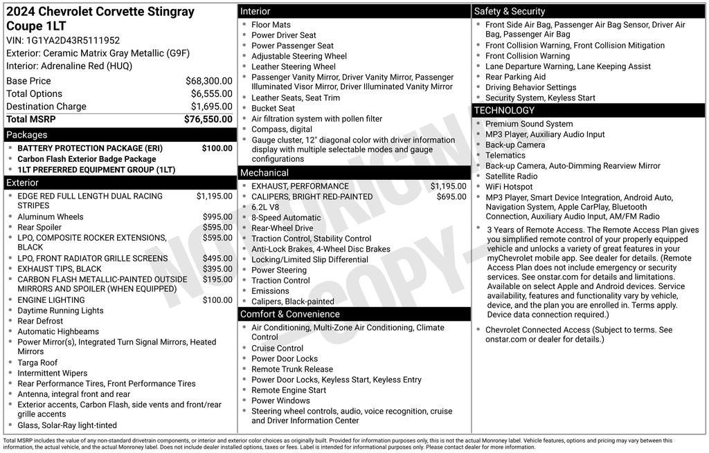 2024 Chevrolet Corvette Stingray 1LT