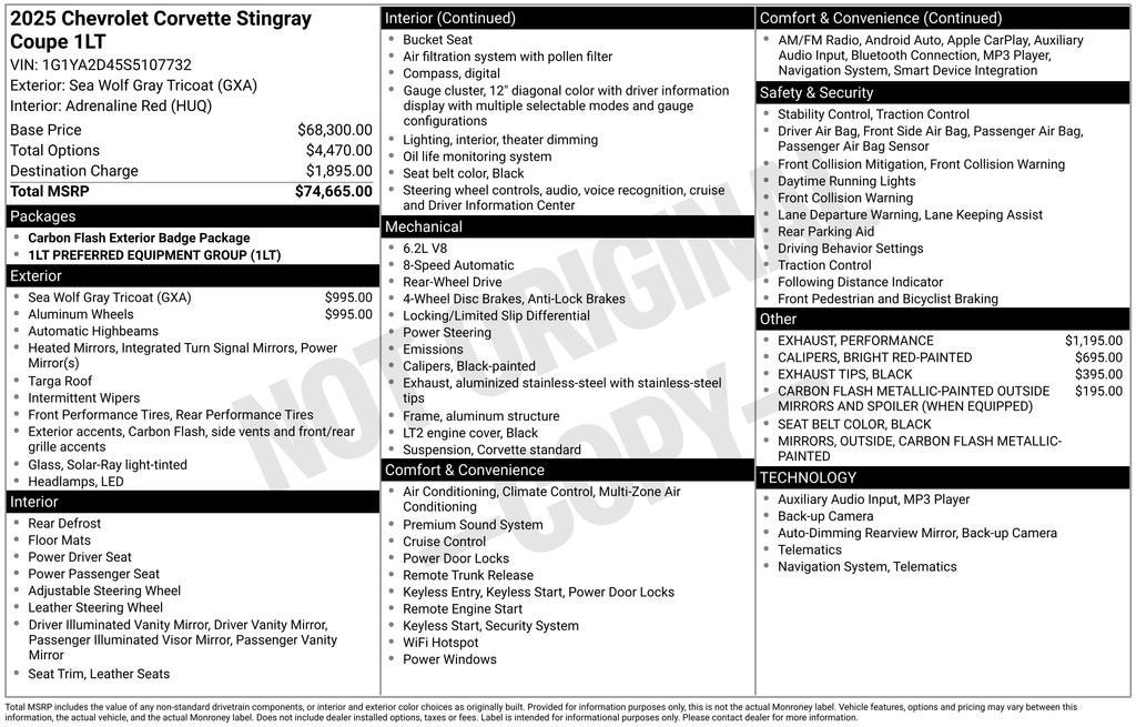 2025 Chevrolet Corvette Stingray 1LT