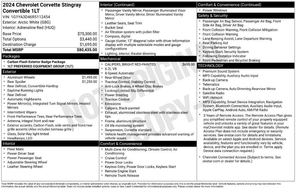 2024 Chevrolet Corvette Stingray 1LT