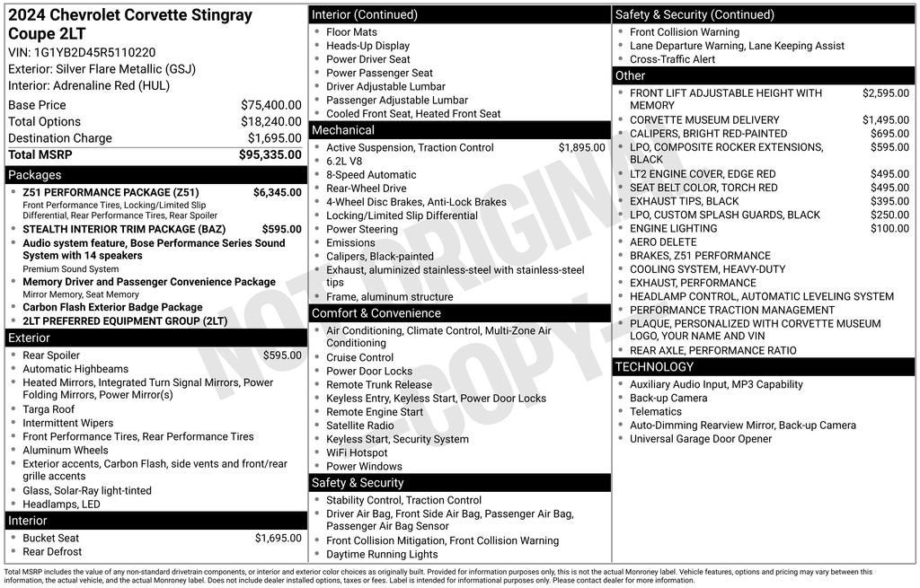 2024 Chevrolet Corvette Stingray 2LT