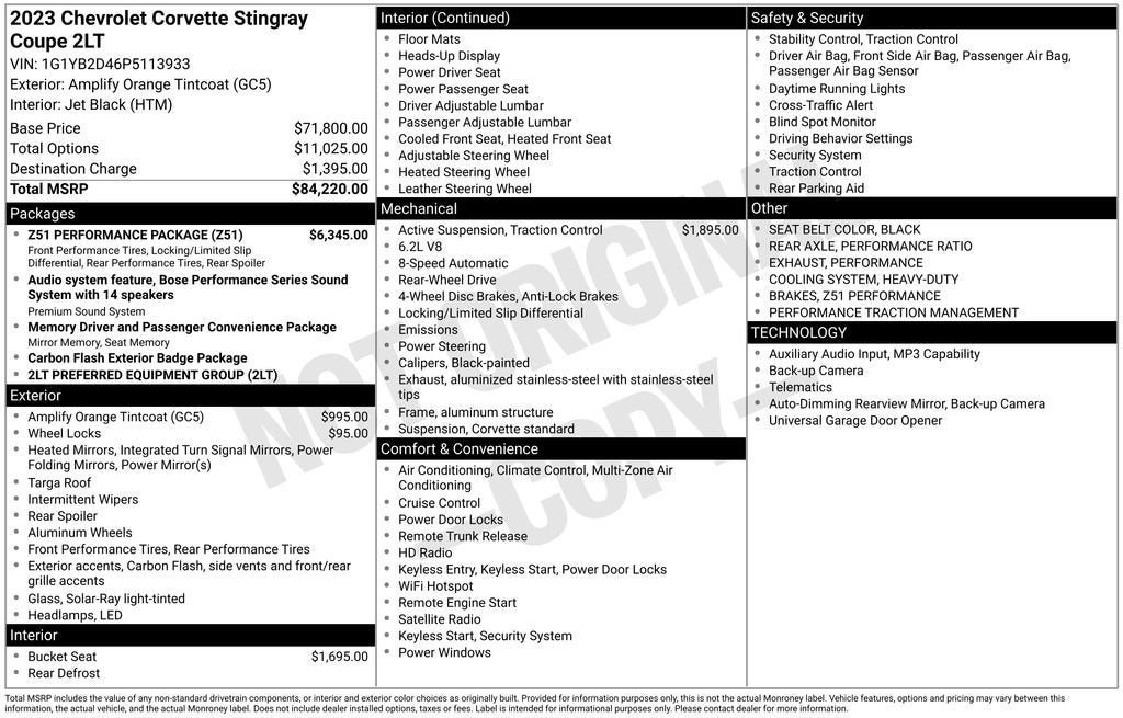 2023 Chevrolet Corvette Stingray 2LT
