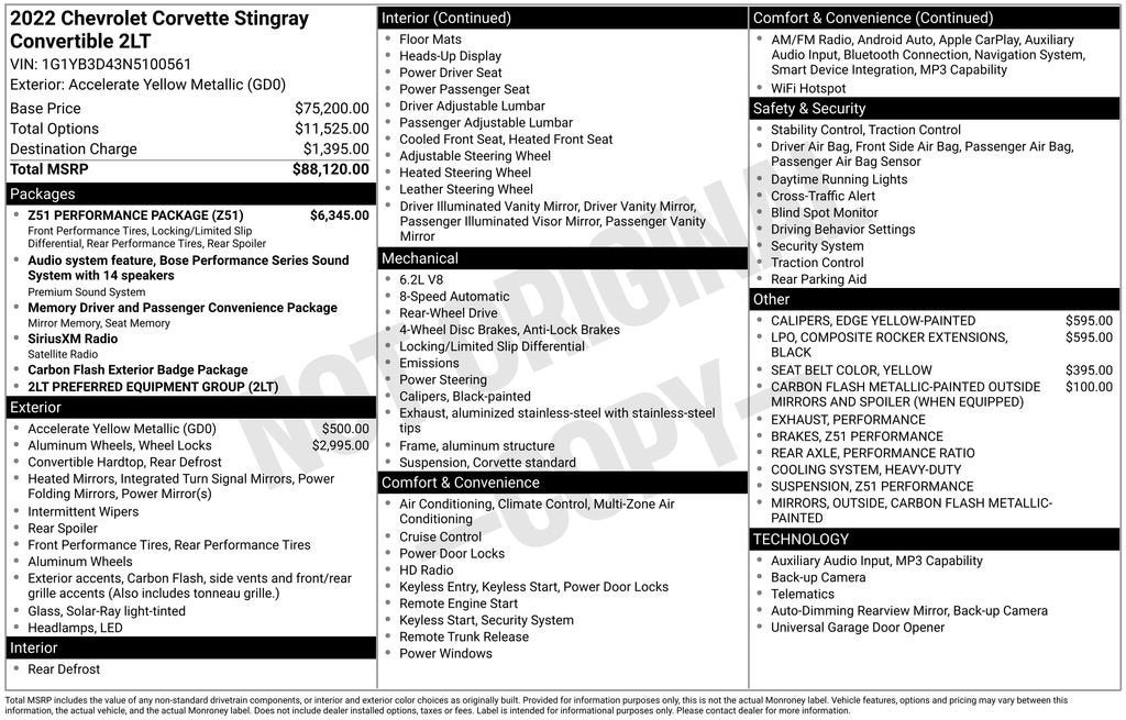 2022 Chevrolet Corvette Stingray 2LT