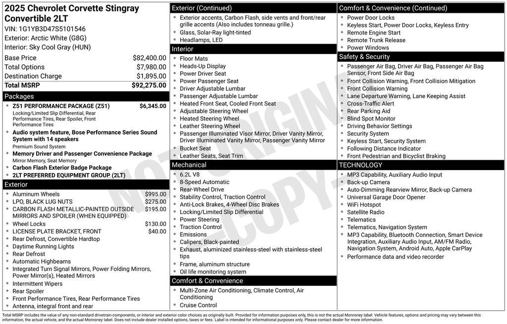 2025 Chevrolet Corvette Stingray 2LT