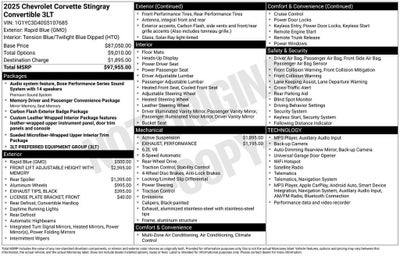 2025 Chevrolet Corvette Stingray 3LT