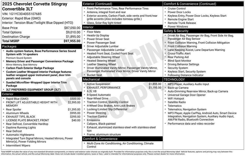 2025 Chevrolet Corvette Stingray 3LT