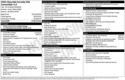 2026 Chevrolet Corvette Z06 1LZ