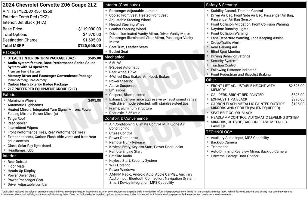 2024 Chevrolet Corvette Z06 2LZ