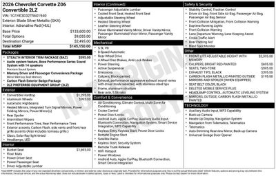 2026 Chevrolet Corvette Z06 2LZ