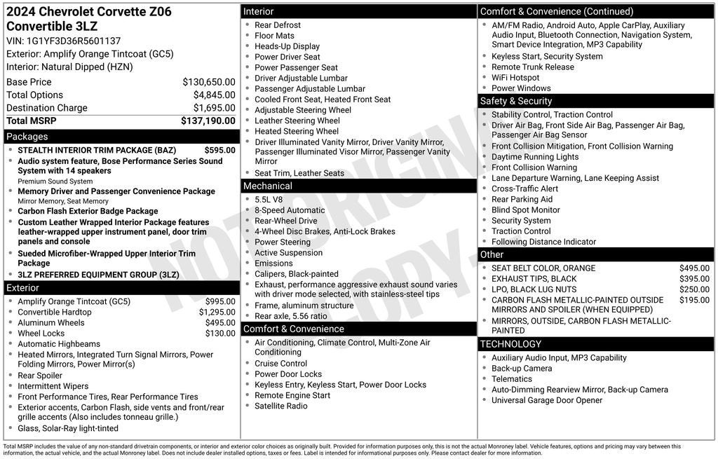 2024 Chevrolet Corvette Z06 3LZ
