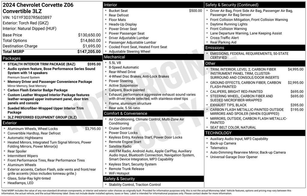 2024 Chevrolet Corvette Z06 3LZ