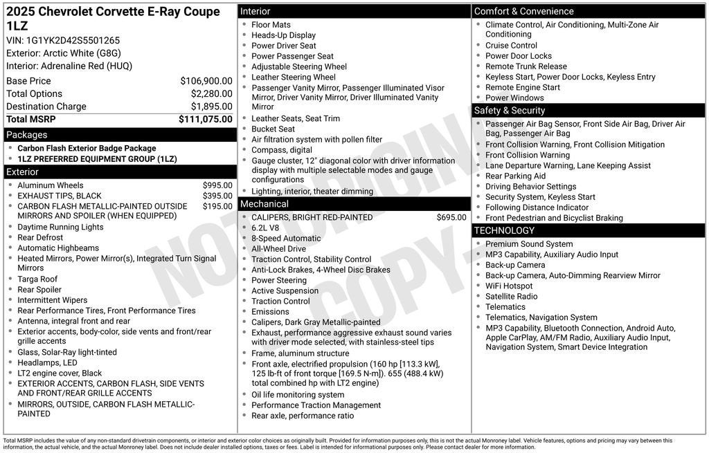 2025 Chevrolet Corvette E-Ray 1LZ