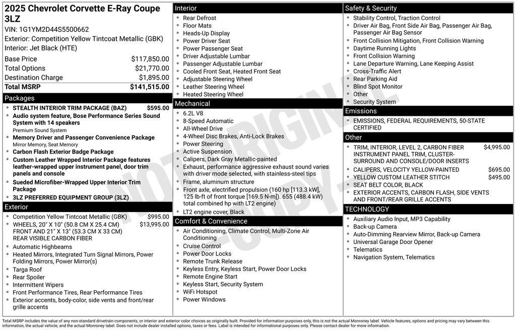 2025 Chevrolet Corvette E-Ray 3LZ
