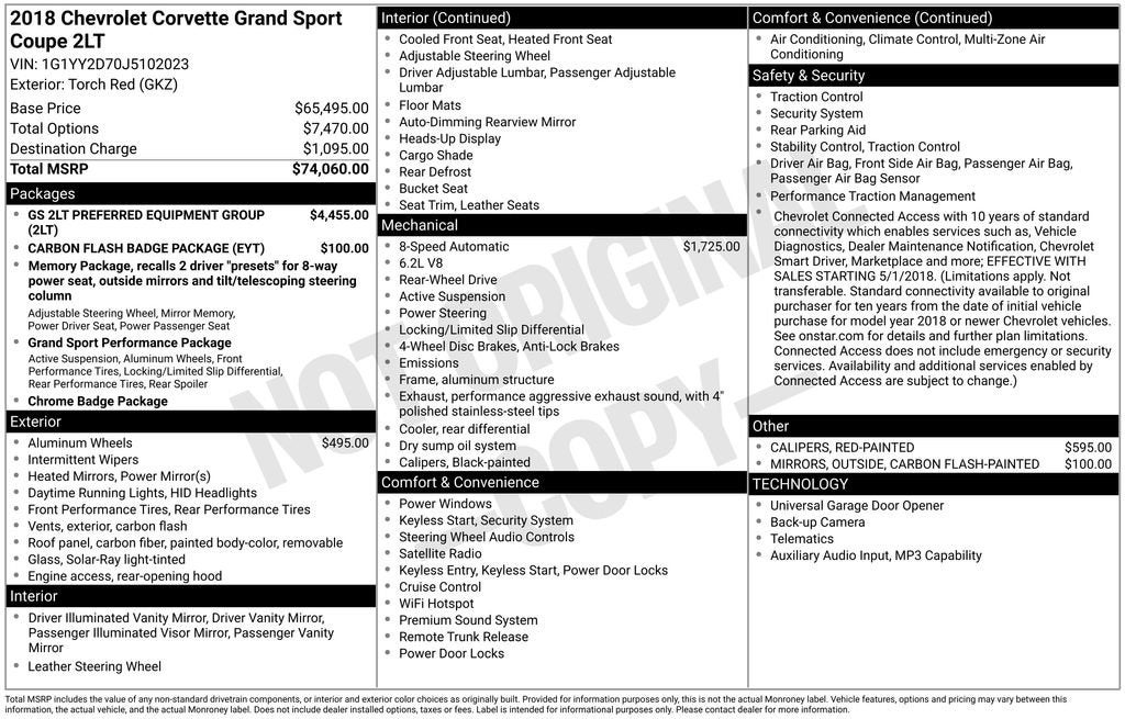 2018 Chevrolet Corvette Grand Sport Grand Sport 2LT